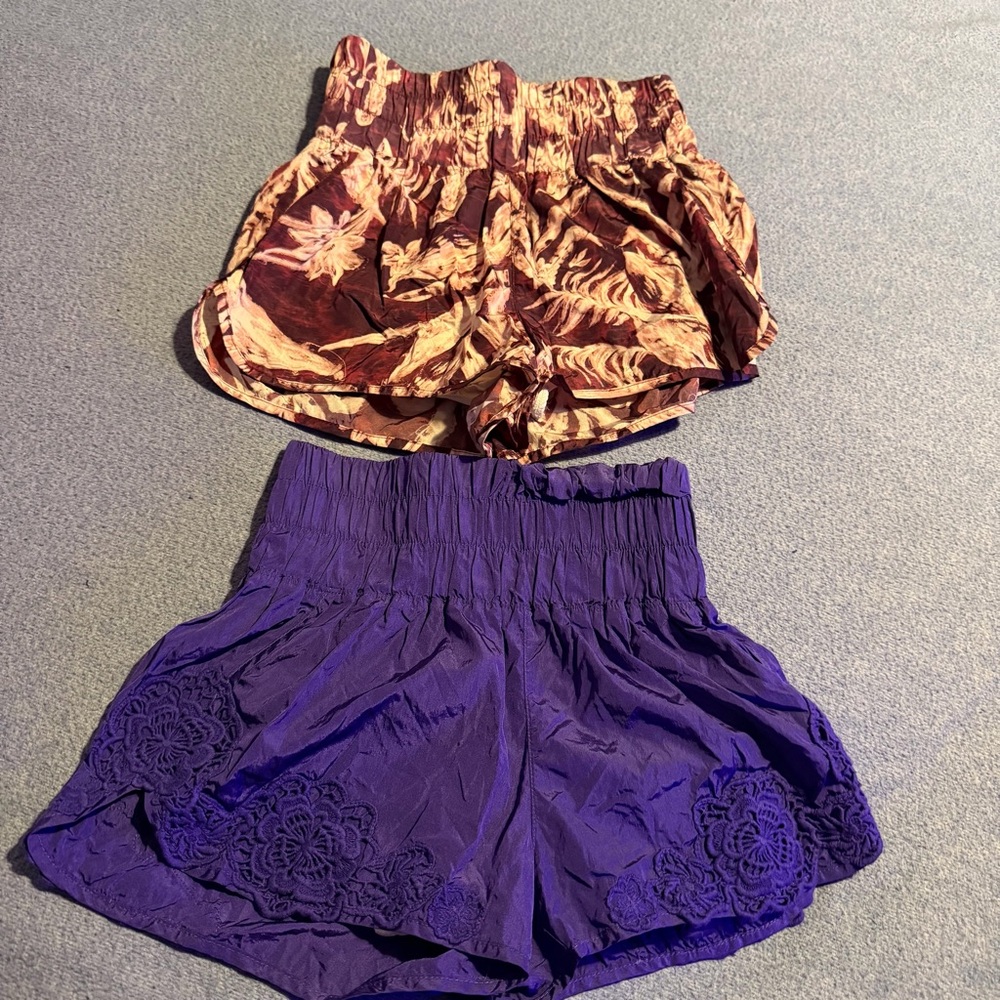 FP Movement by Free People High Waist Shorts Set - Brown and Purple